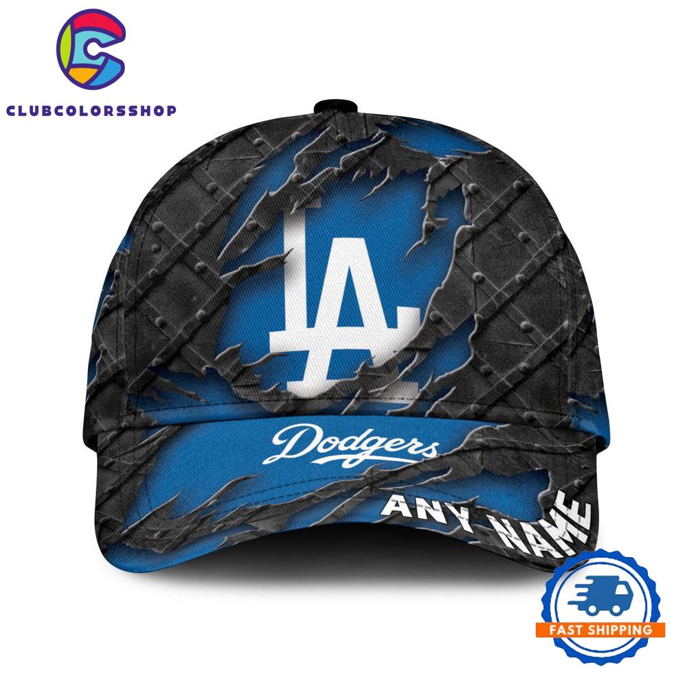 MLB Los Angeles Dodgers Custom Name Black Metal Design Classic Cap