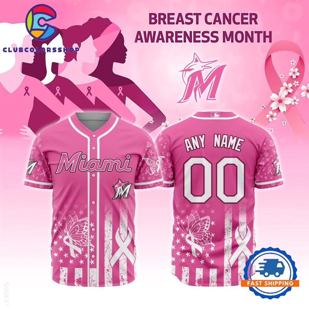 MLB Miami Marlins Breast Cancer Awareness Design Baseball Jersey