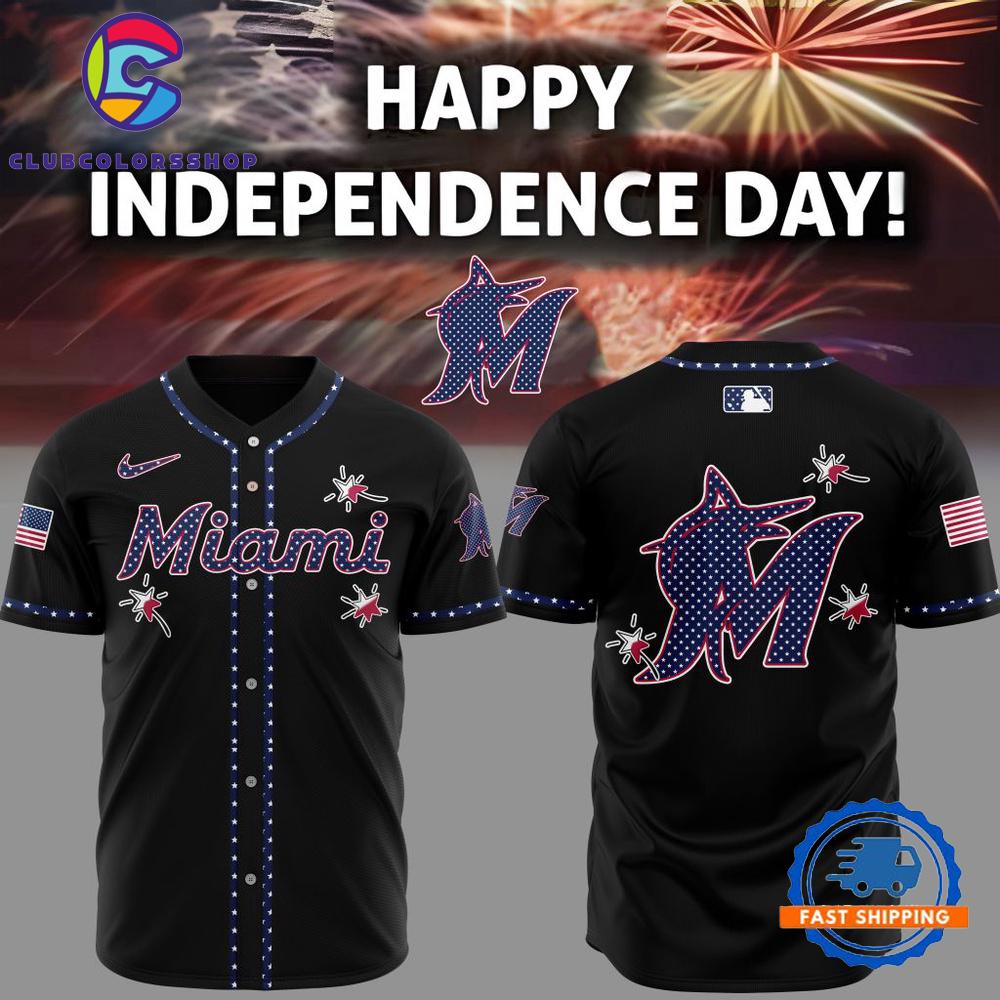 MLB Miami Marlins Happy Independence Day Baseball Jersey