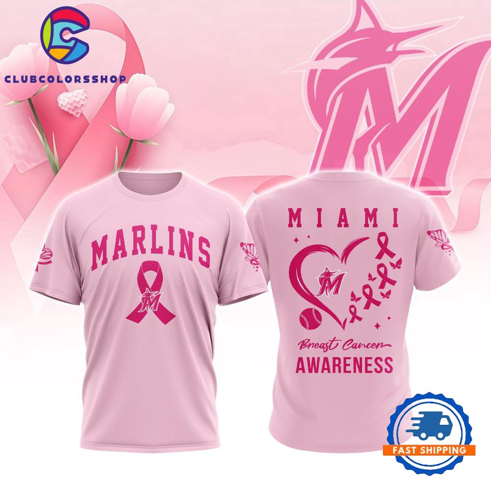 MLB Miami Marlins Pink Breast Cancer Awareness Design T Shirt, Hoodie, Sweatshirt