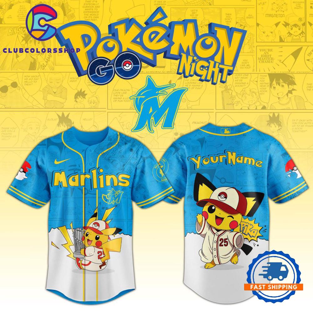 MLB Miami Marlins Pokemon GO Night Design Baseball Jersey