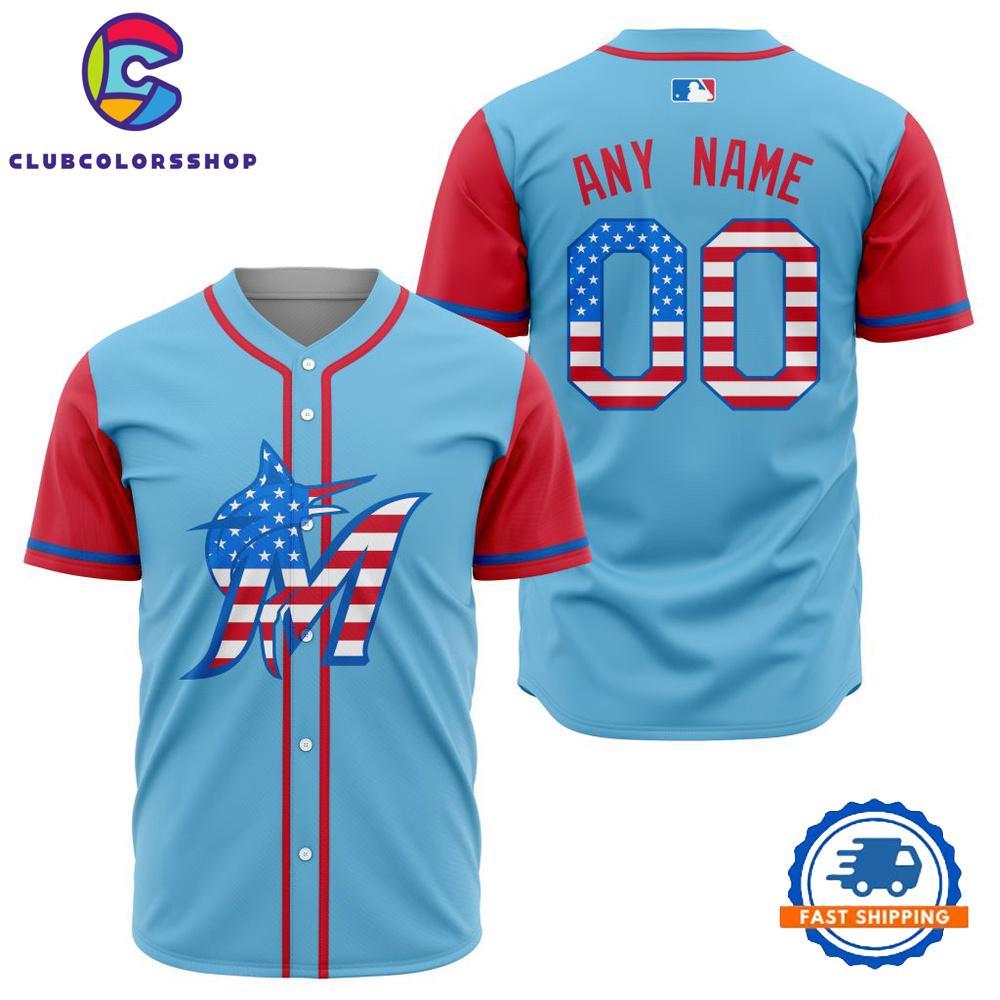 MLB Miami Marlins Special 4th Of July Baseball Jersey