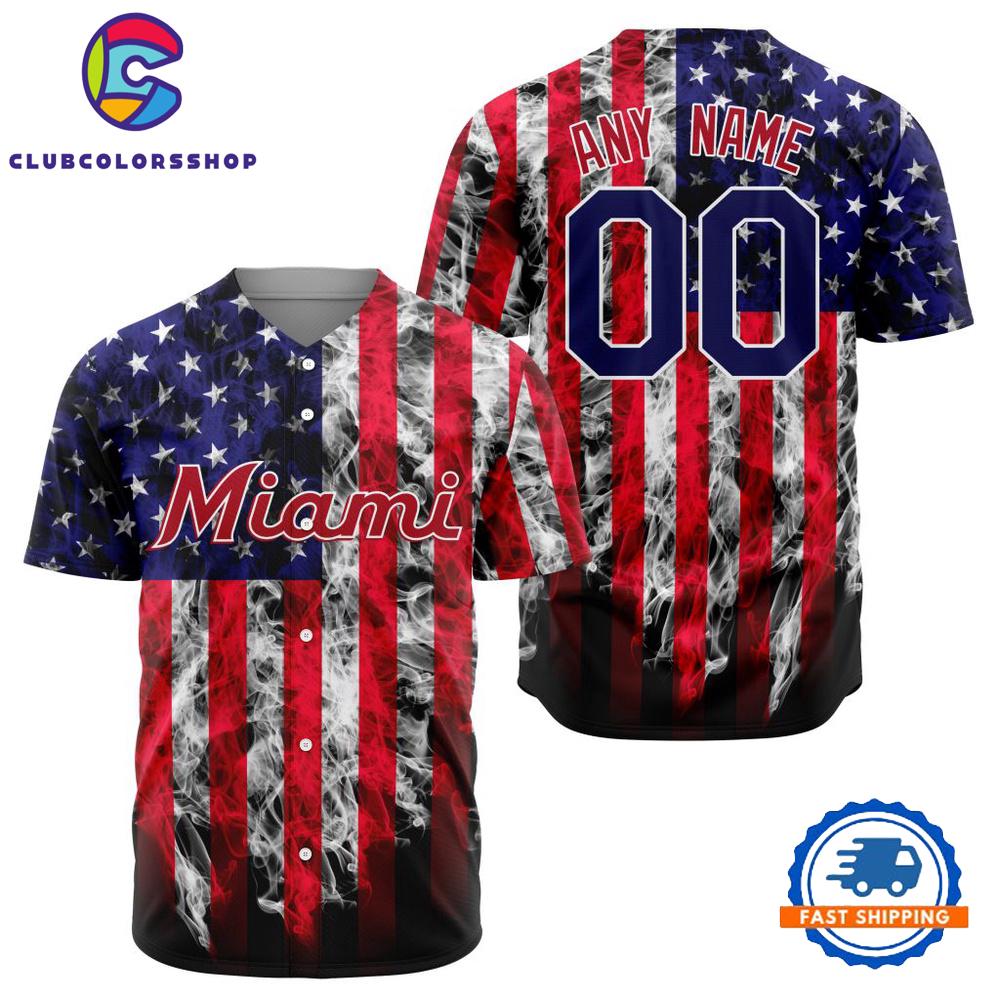 MLB Miami Marlins Special Independence Day 4th Of July Design Baseball Jersey