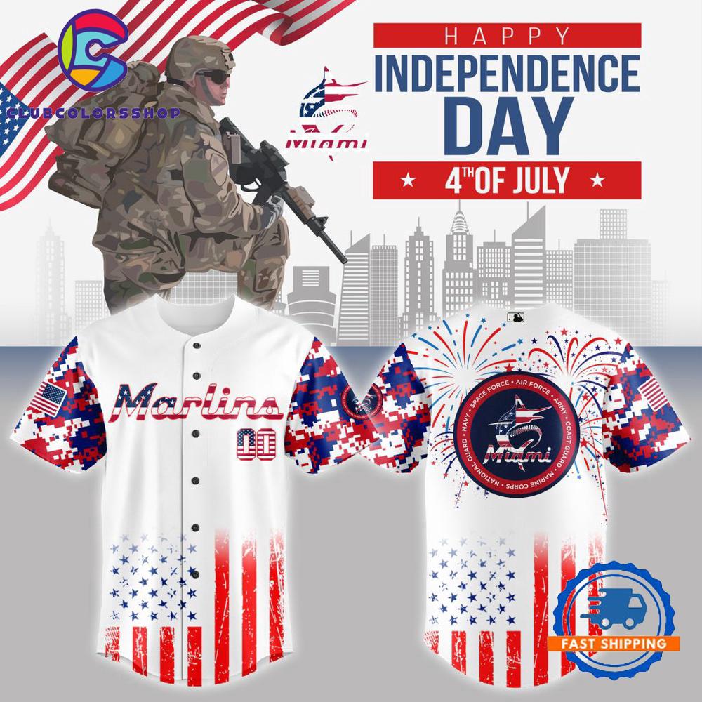 MLB Miami Marlins The 4th Of July Military Baseball Jersey
