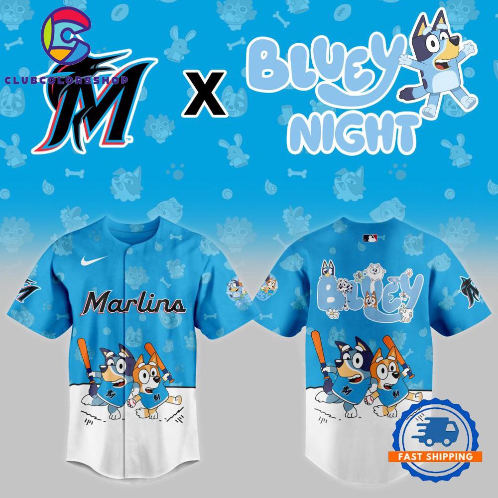 MLB Miami Marlins x Bluey Night Design Baseball Jersey