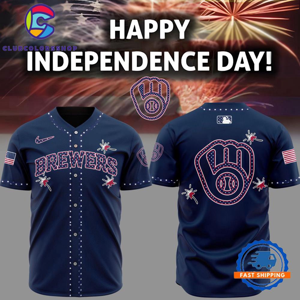 MLB Milwaukee Brewers Happy Independence Day Baseball Jersey