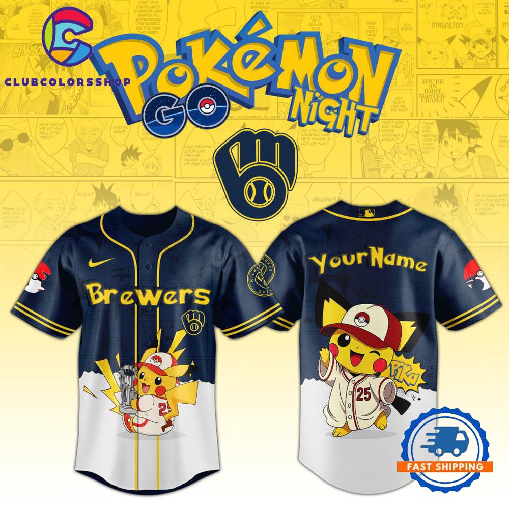 MLB Milwaukee Brewers Pokemon GO Night Design Baseball Jersey