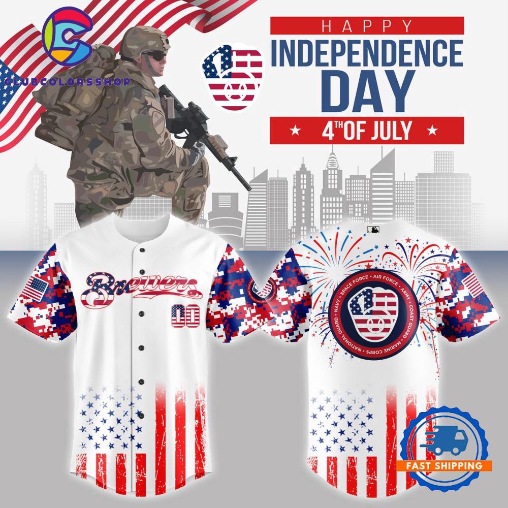 MLB Milwaukee Brewers The 4th Of July Military Baseball Jersey