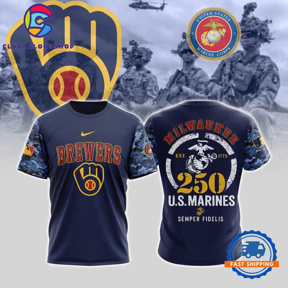 MLB Milwaukee Brewers USMC 250th Birthday Design T Shirt, Hoodie, Sweatshirt
