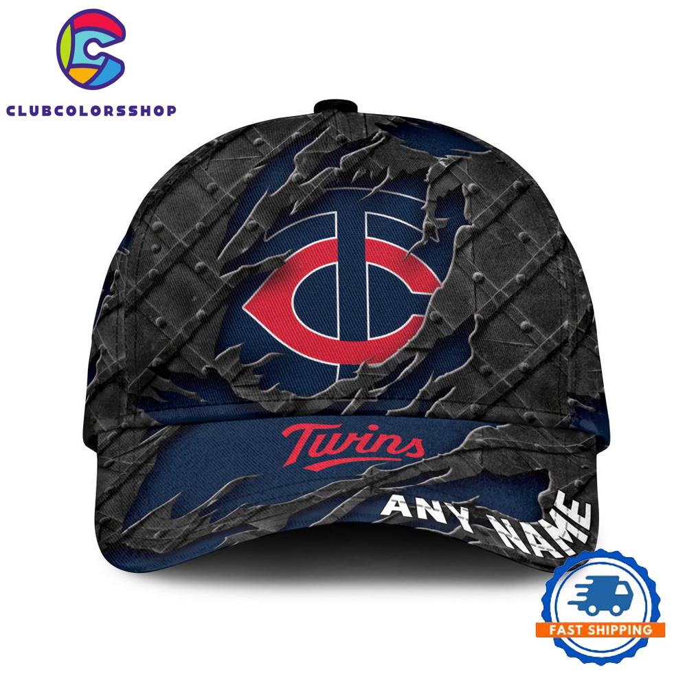 MLB Minnesota Twins Custom Name Black Metal Design Classic Cap