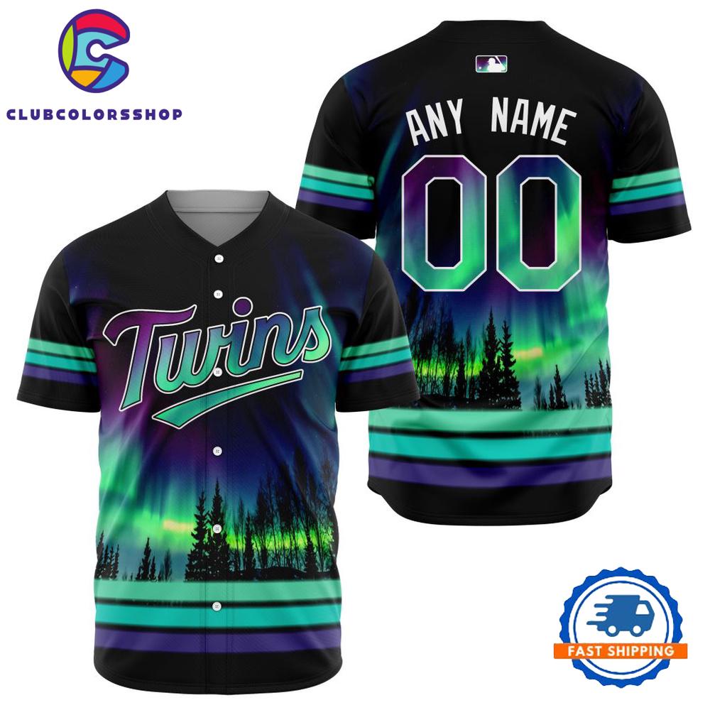 MLB Minnesota Twins Design With Northern Lights Baseball Jersey