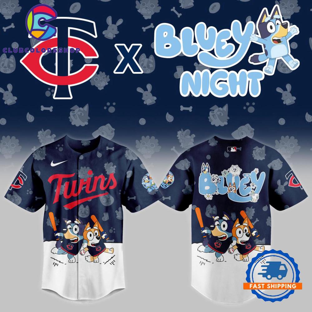 MLB Minnesota Twins x Bluey Night Design Baseball Jersey