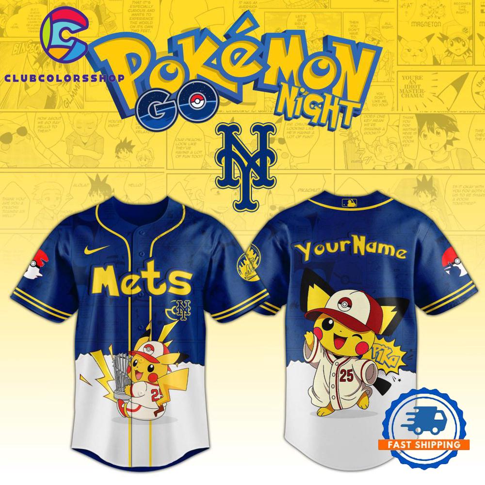 MLB New York Mets Pokemon GO Night Design Baseball Jersey