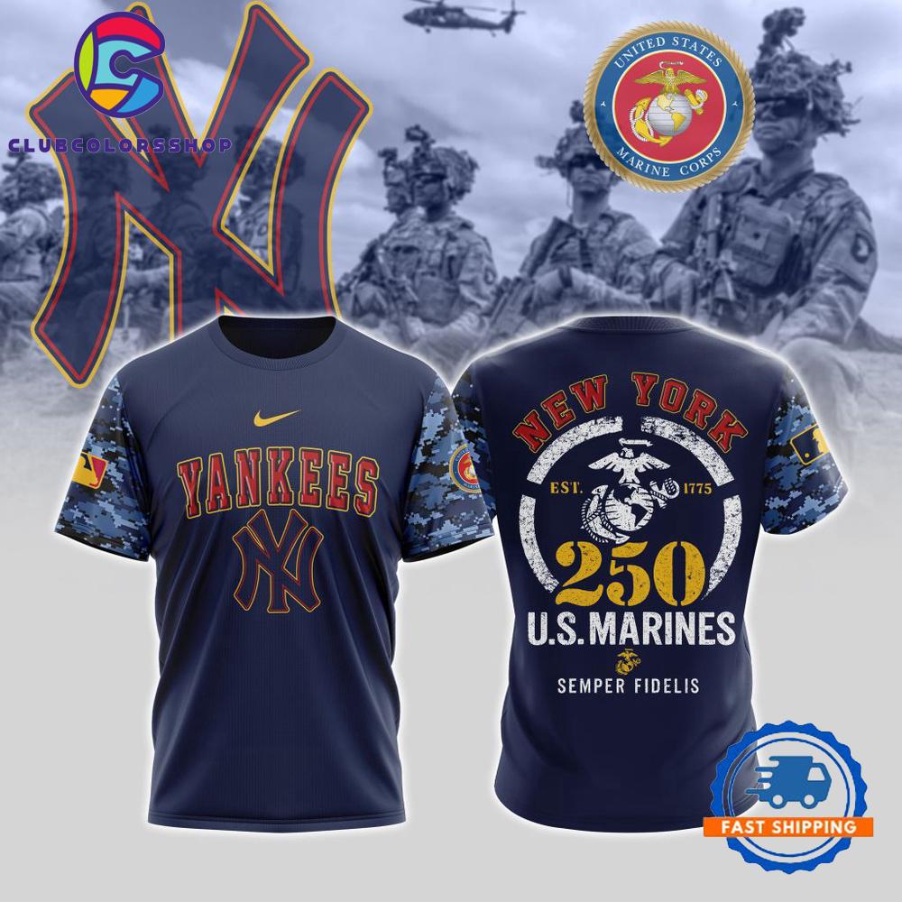 MLB New York Yankees USMC 250th Birthday Design T Shirt, Hoodie, Sweatshirt