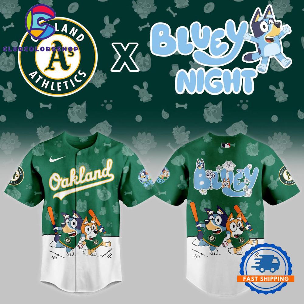 MLB Oakland Athletics x Bluey Night Design Baseball Jersey