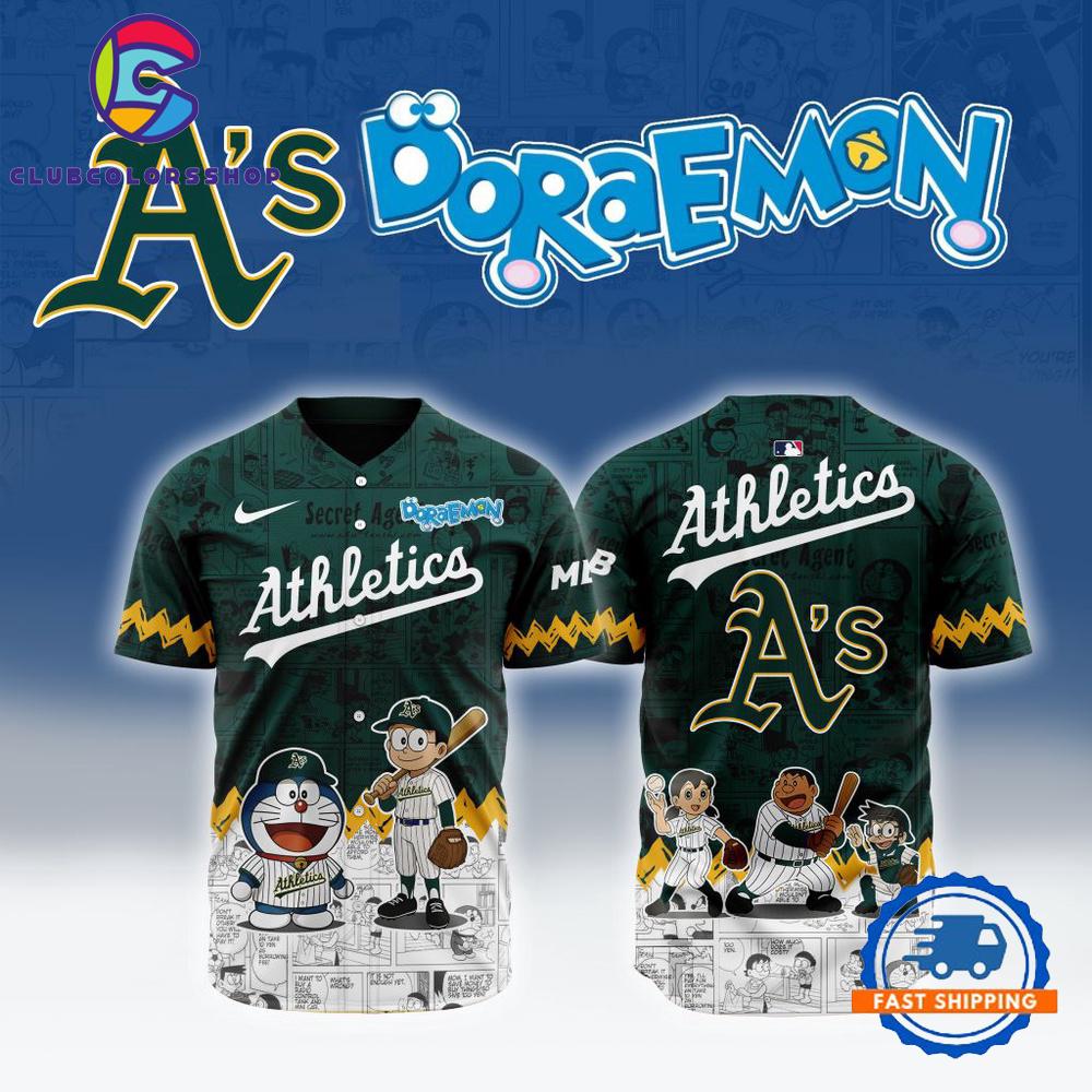 MLB Oakland Athletics x Doraemon Design Baseball Jersey