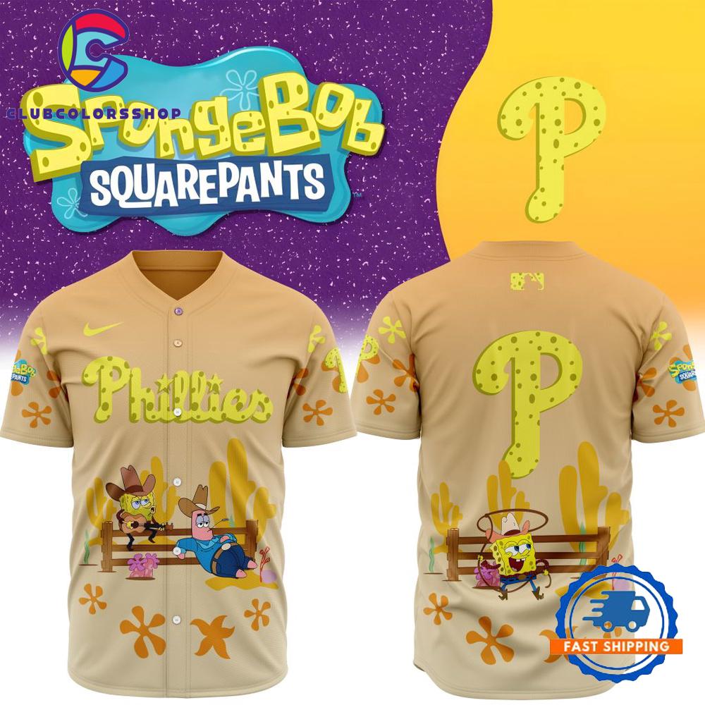 MLB Philadelphia Phillies x SpongeBob Square Pants Design Baseball Jersey