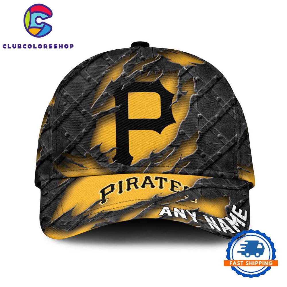 MLB Pittsburgh Pirates Custom Name Black Metal Design Classic Cap