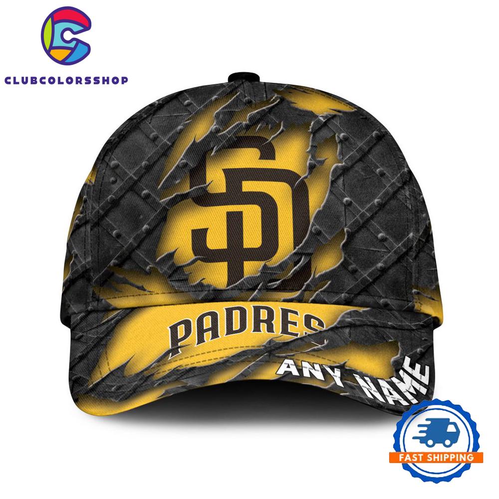 MLB San Diego Padres Custom Name Black Metal Design Classic Cap