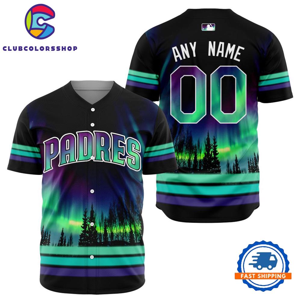 MLB San Diego Padres Design With Northern Lights Baseball Jersey