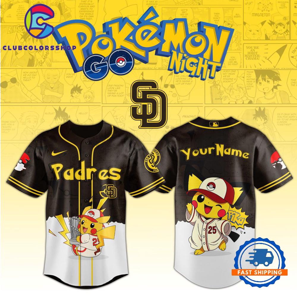 MLB San Diego Padres Pokemon GO Night Design Baseball Jersey