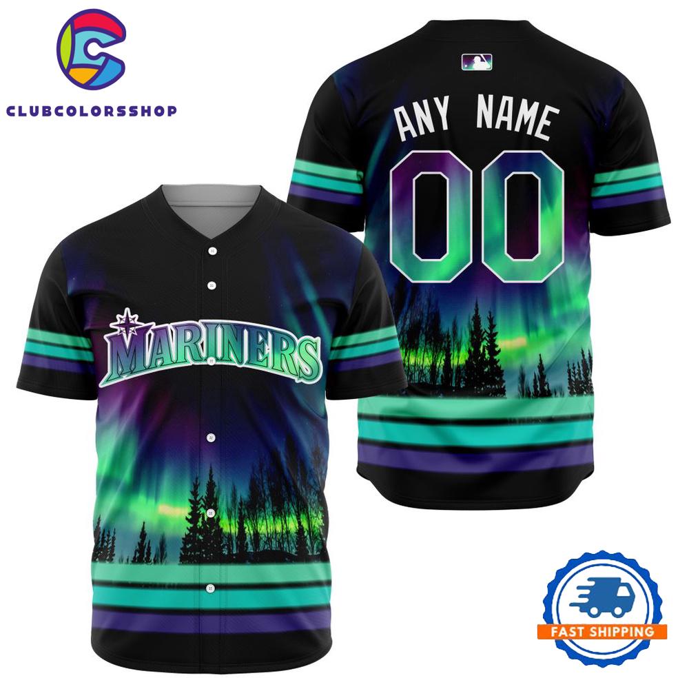 MLB Seattle Mariners Design With Northern Lights Baseball Jersey