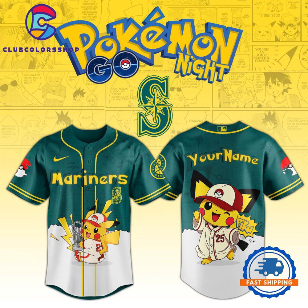 MLB Seattle Mariners Pokemon GO Night Design Baseball Jersey