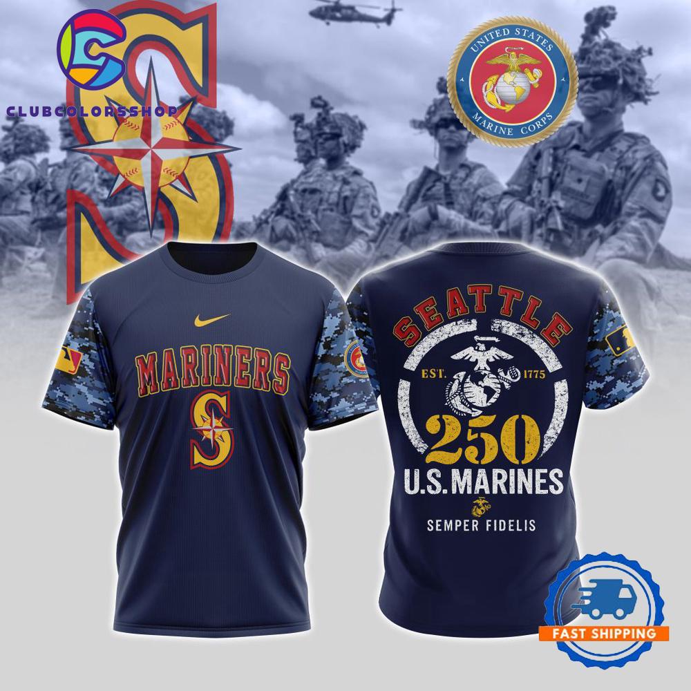 MLB Seattle Mariners USMC 250th Birthday Design T Shirt, Hoodie, Sweatshirt
