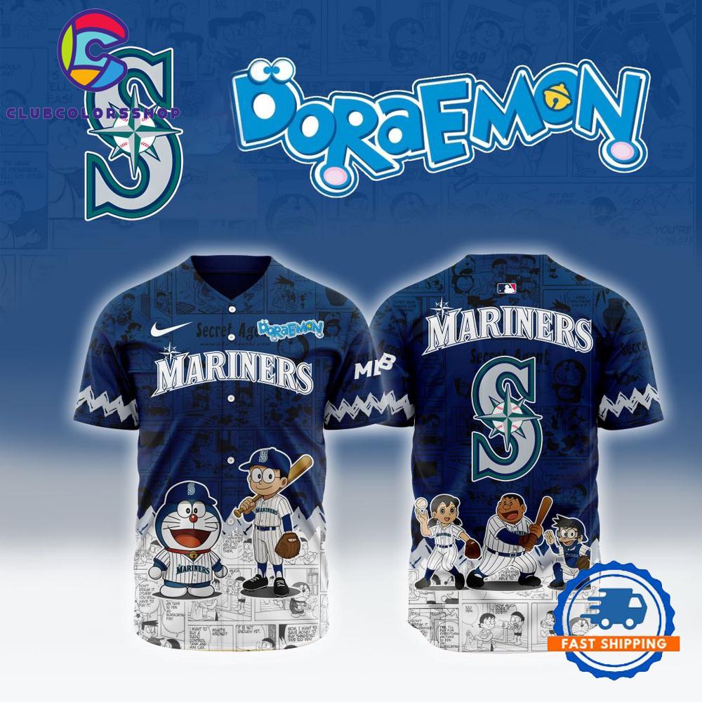 MLB Seattle Mariners x Doraemon Design Baseball Jersey