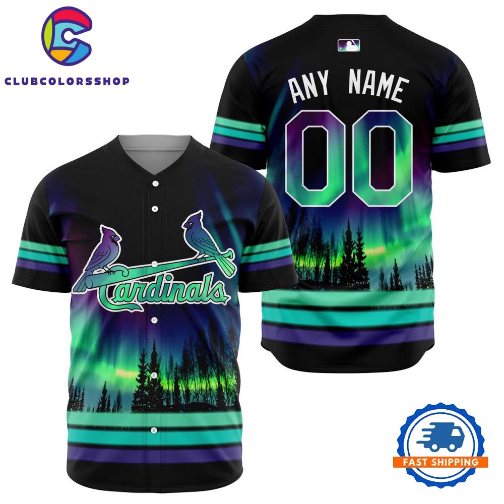 MLB St. Louis Cardinals Design With Northern Lights Baseball Jersey