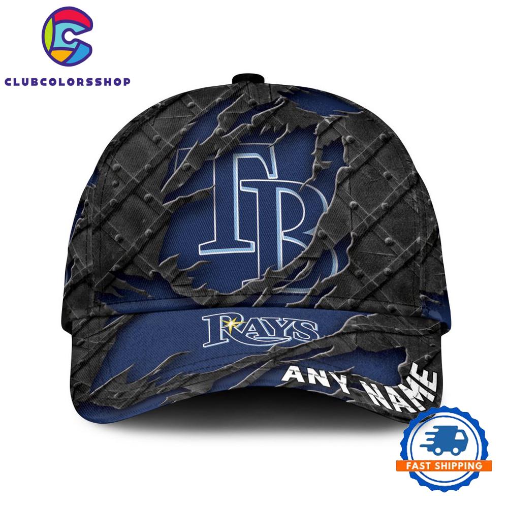MLB Tampa Bay Rays Custom Name Black Metal Design Classic Cap