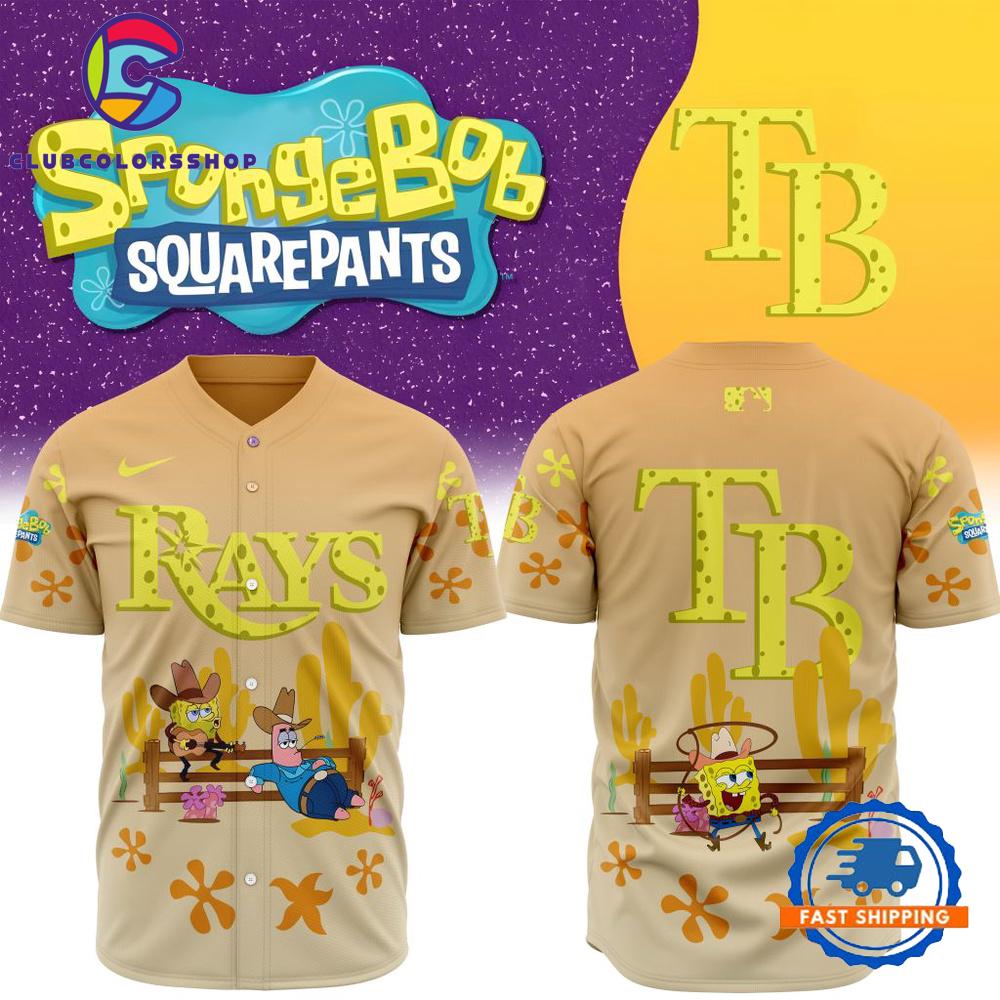 MLB Tampa Bay Rays x SpongeBob Square Pants Design Baseball Jersey
