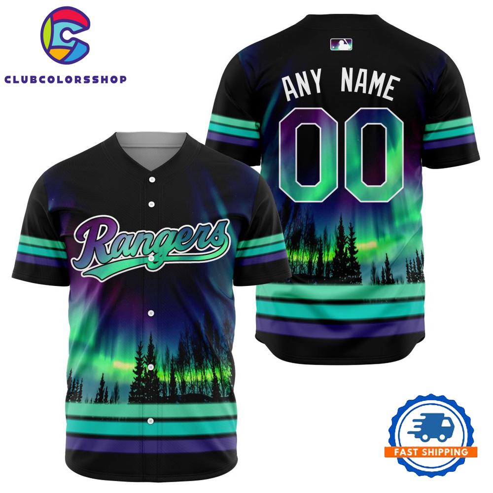 MLB Texas Rangers Design With Northern Lights Baseball Jersey