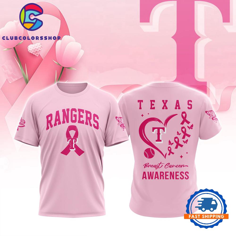 MLB Texas Rangers Pink Breast Cancer Awareness Design T Shirt, Hoodie, Sweatshirt