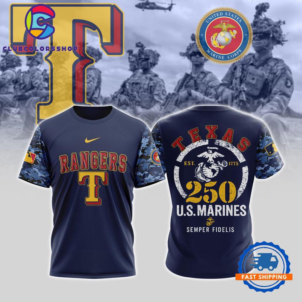 MLB Texas Rangers USMC 250th Birthday Design T Shirt, Hoodie, Sweatshirt