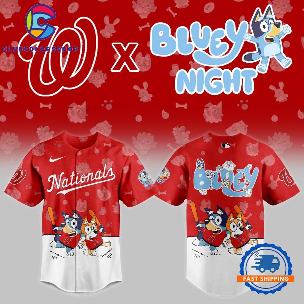 MLB Washington Nationals x Bluey Night Design Baseball Jersey