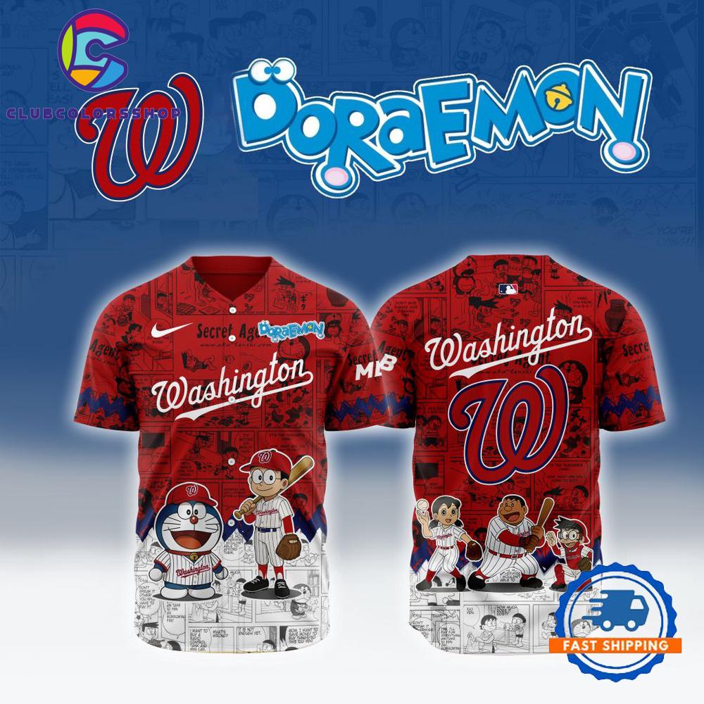 MLB Washington Nationals x Doraemon Design Baseball Jersey