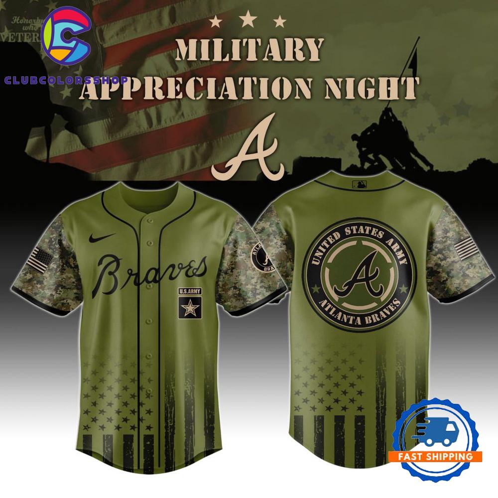 MLB Atlanta Braves Army Military Appreciation Design Baseball Jersey