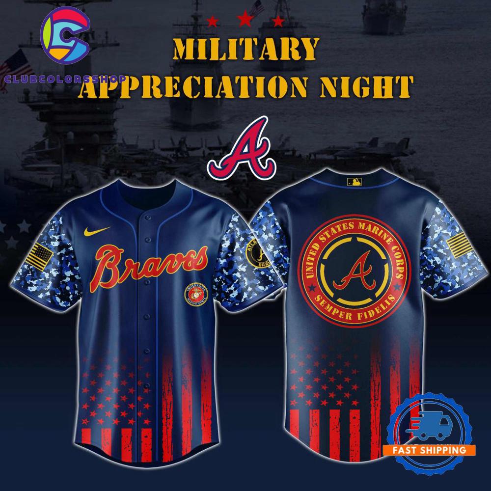MLB Atlanta Braves Marine Corps Military Appreciation Design Baseball Jersey