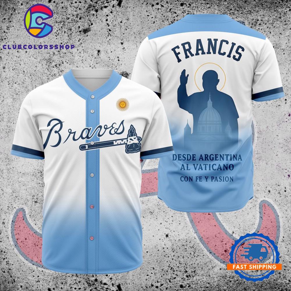MLB Atlanta Braves Pray For Pope Francis Baseball Jersey
