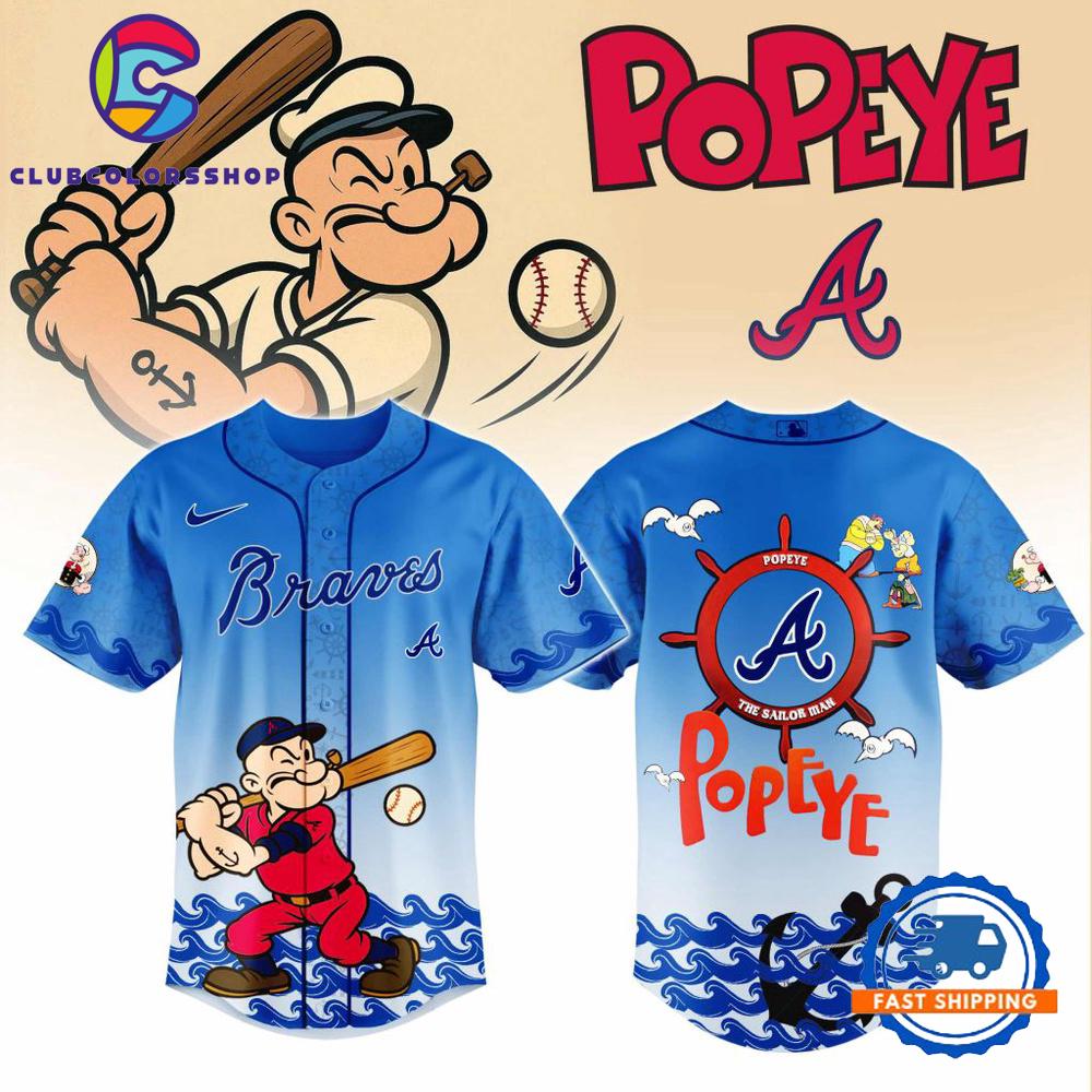 MLB Atlanta Braves x Popeye Design Baseball Jersey