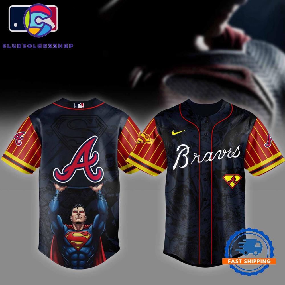 MLB Atlanta Braves x Superman Design Baseball Jersey
