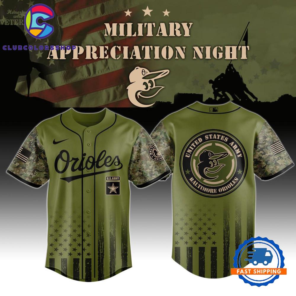 MLB Baltimore Orioles Army Military Appreciation Design Baseball Jersey
