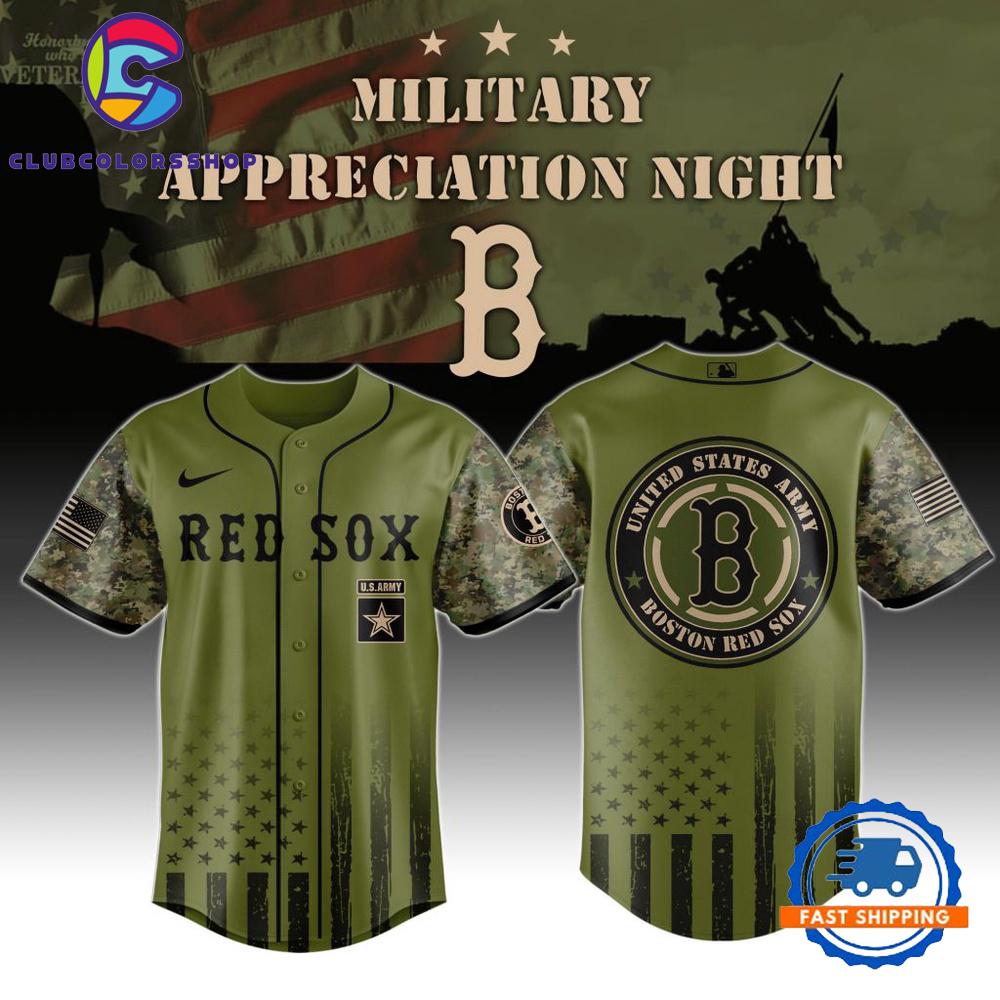 MLB Boston Red Sox Army Military Appreciation Design Baseball Jersey