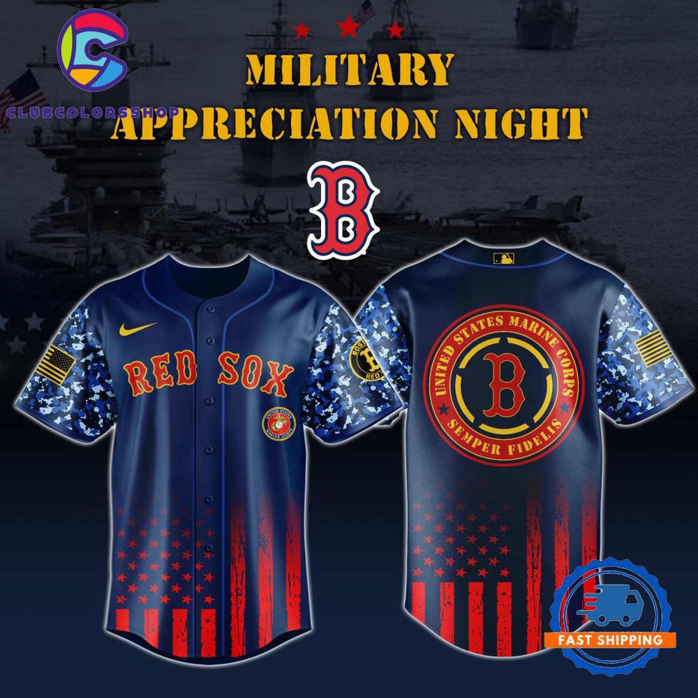 MLB Boston Red Sox Marine Corps Military Appreciation Design Baseball Jersey