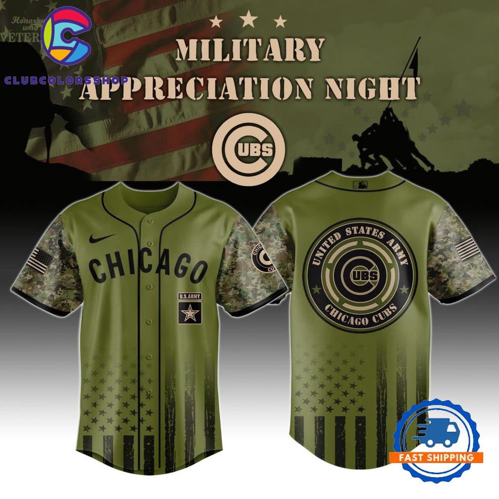 MLB Chicago Cubs Army Military Appreciation Design Baseball Jersey