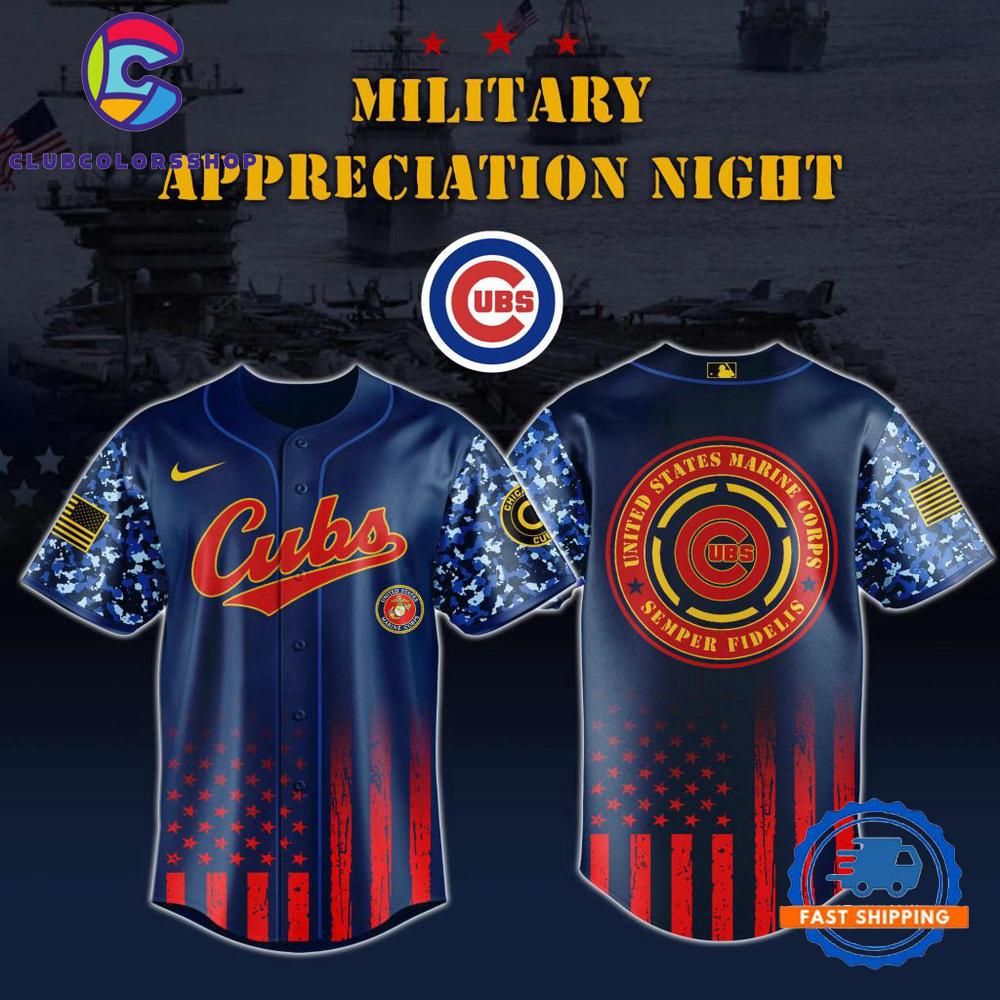 MLB Chicago Cubs Marine Corps Military Appreciation Design Baseball Jersey