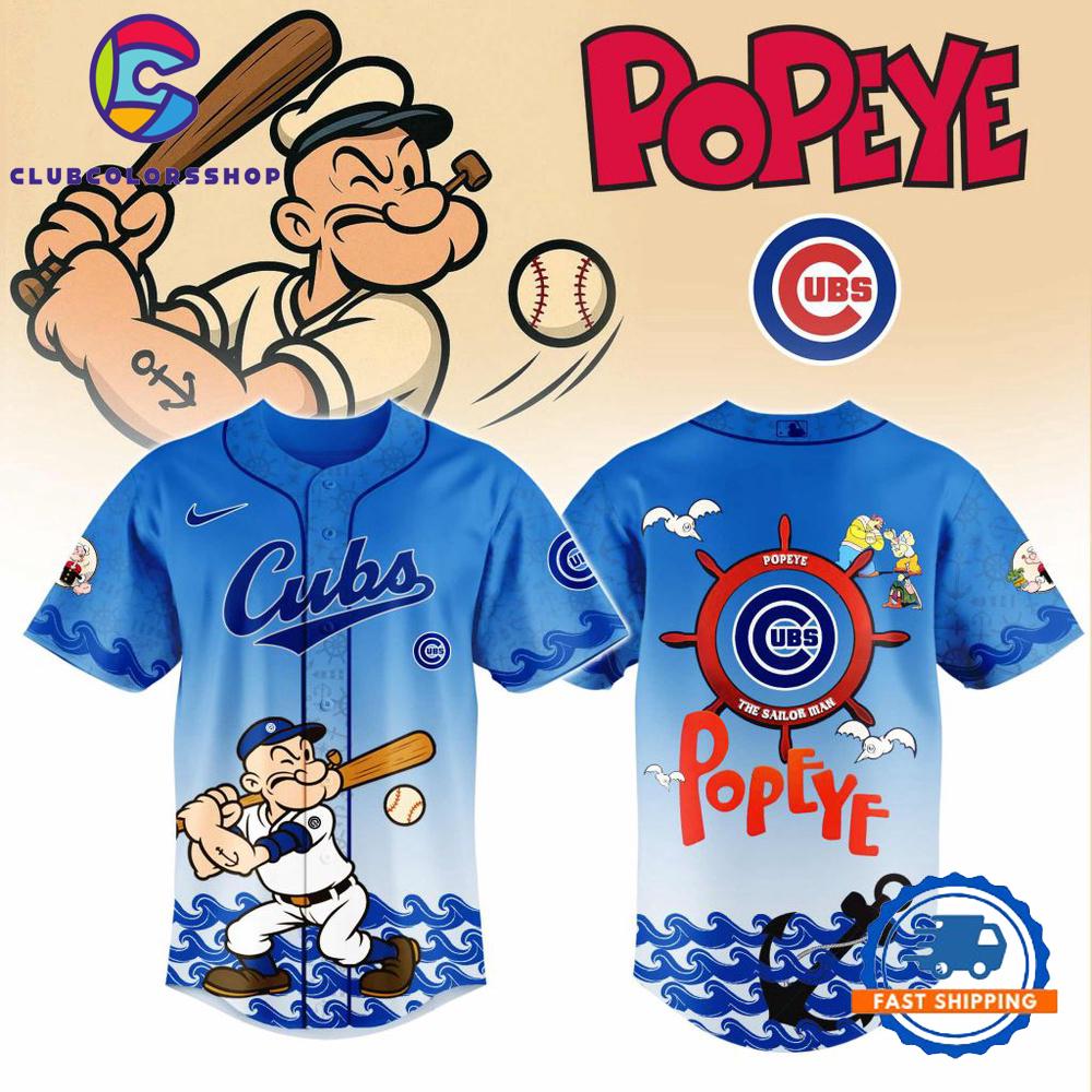 MLB Chicago Cubs x Popeye Design Baseball Jersey