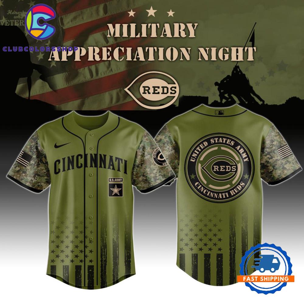 MLB Cincinnati Reds Army Military Appreciation Design Baseball Jersey