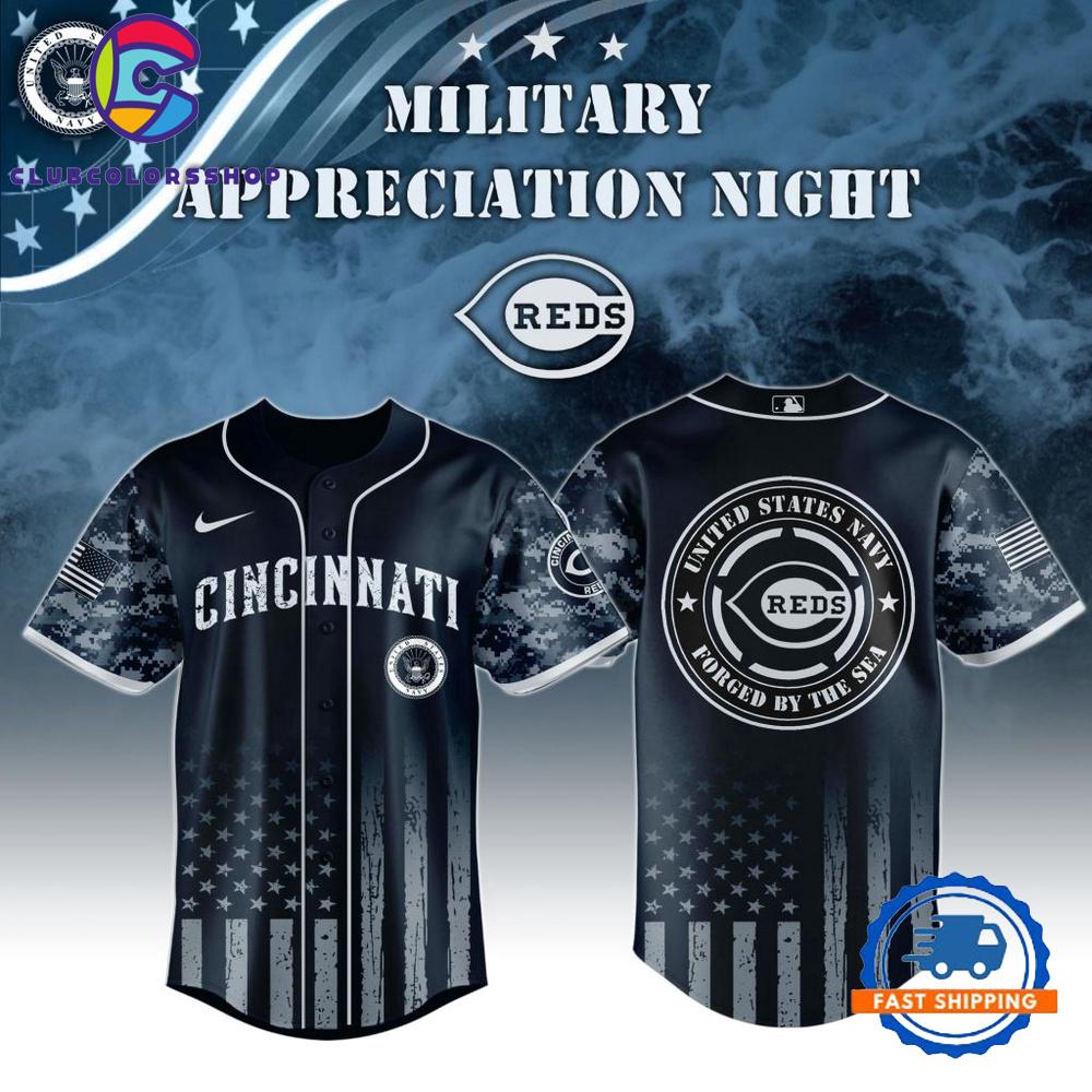 MLB Cincinnati Reds Navy Military Appreciation Baseball Jersey